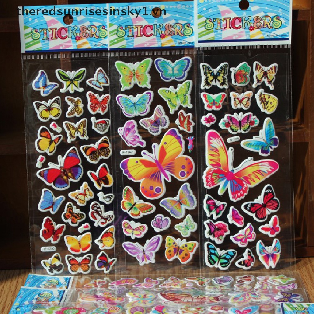 Set 10 tấm sticker dán trang trí hình hoạt hình 3D cho bé trai