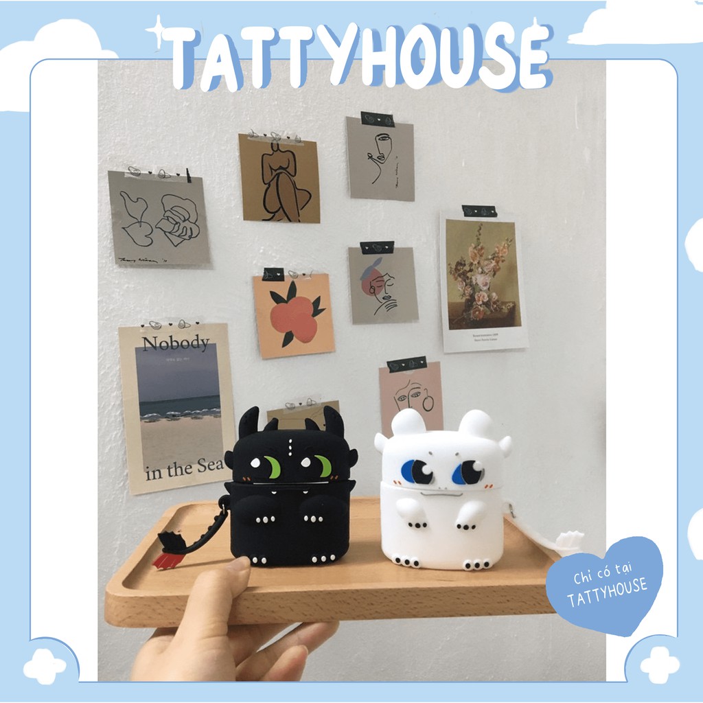 Vỏ bảo vệ hộp sạc tai nghe 1 / 2 / pro dẻo hình rồng dễ thương | Tattyhouse |