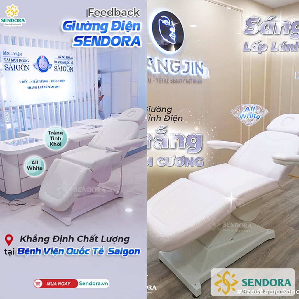 Giường tiêm Filler, ghế thẩm mỹ chỉnh điện 4 động cơ Hi-mec – Màu trắng HMBB-8014