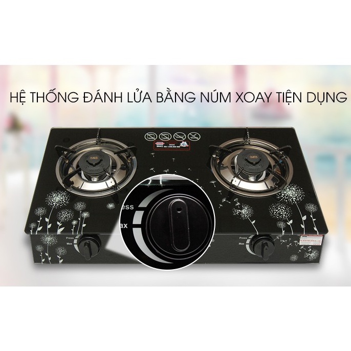 Bếp gas đôi Sunhouse SHB3365 HÀNG trưng bày,mặt bếp bằng kính cường lực,Đầu đốt tiết kiệm ga