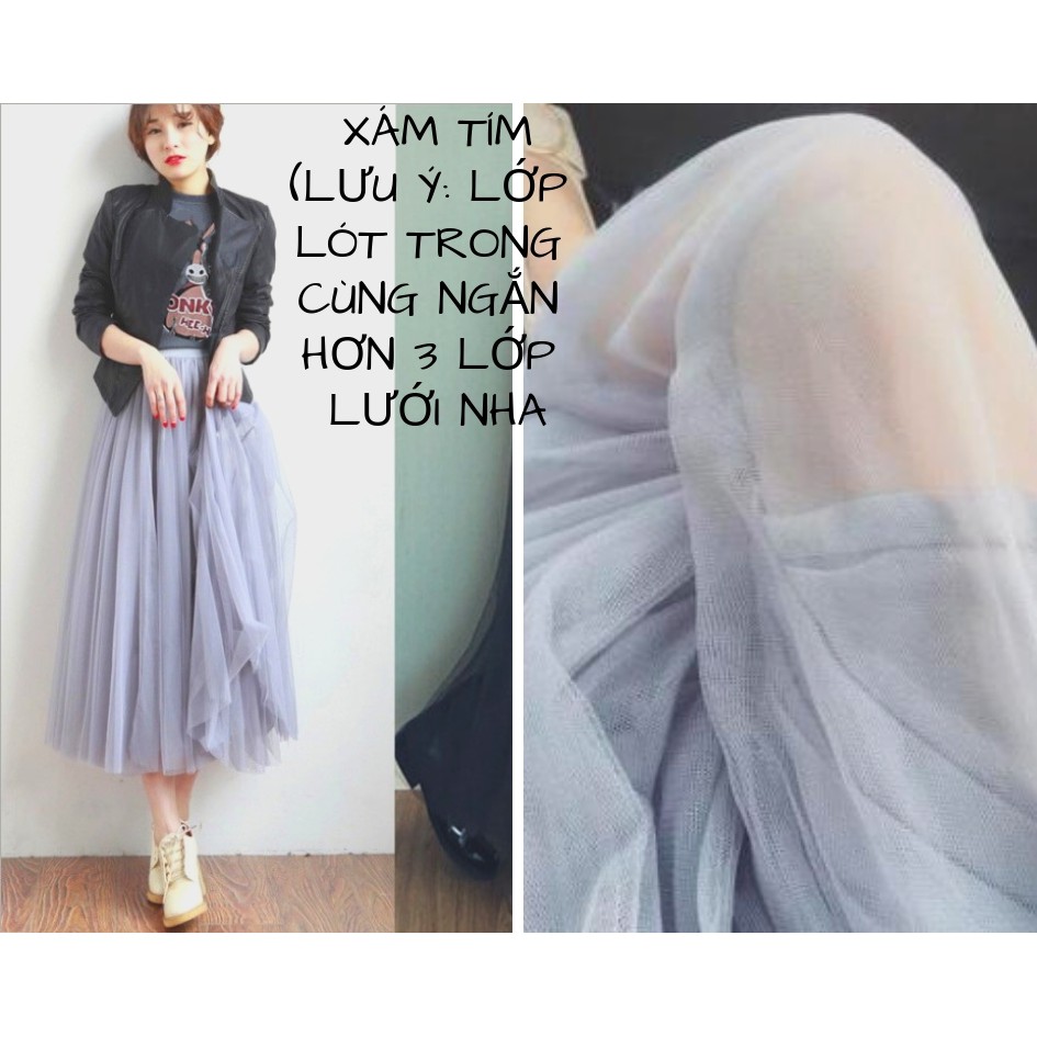 Chân váy tutu 4 lớp dài trắng đen xám có ảnh thật | BigBuy360 - bigbuy360.vn