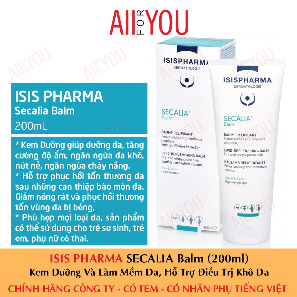 ISIS Pharma SECALIA Balm 200mL - Kem Dưỡng Và Làm Mềm Da Dành Cho Da Khô.