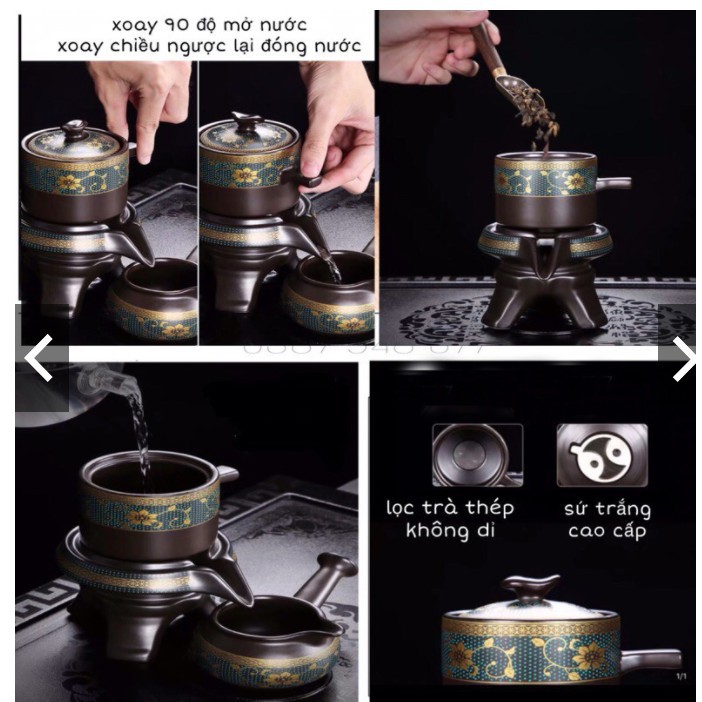 Bộ ấm trà cối xay, cao cấp, sang trọng, bộ ấm trà đạo kiểu cổ smart_homehome gd464