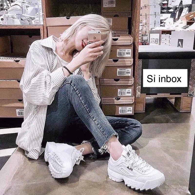 Giày FILA Disruptor 2 Nam Nữ Màu Trắng, Hàng Chính Hãng, Full Box, Tem, Tag...