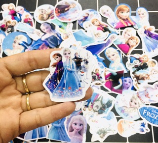 Bộ 30-60 Sticker công chúa Elsa ép lụa có đề can bóc dán