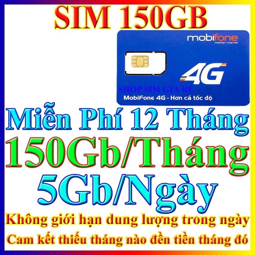 Sim Mobifone Data 4G sẵn gói 12MDT50 có 5gb/ngày Dùng trọn gói cả năm