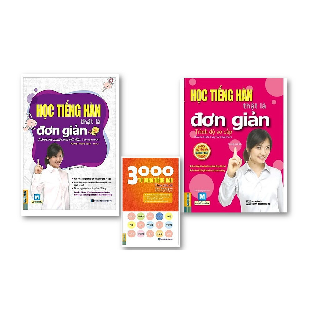 Sách - Combo Học Tiếng Hàn Thật Là Đơn Giản: Dành Cho Người Mới Bắt Đầu + Trình Độ Sơ Cấp + 3000 Từ Tiếng Hàn