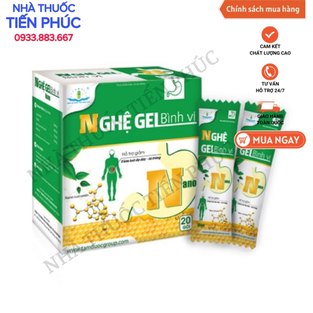 Nghệ Bình Vị Gel  - Hỗ Trợ Giảm Viêm Loét Dạ Dày Tá Tràng Hộp 20 gói