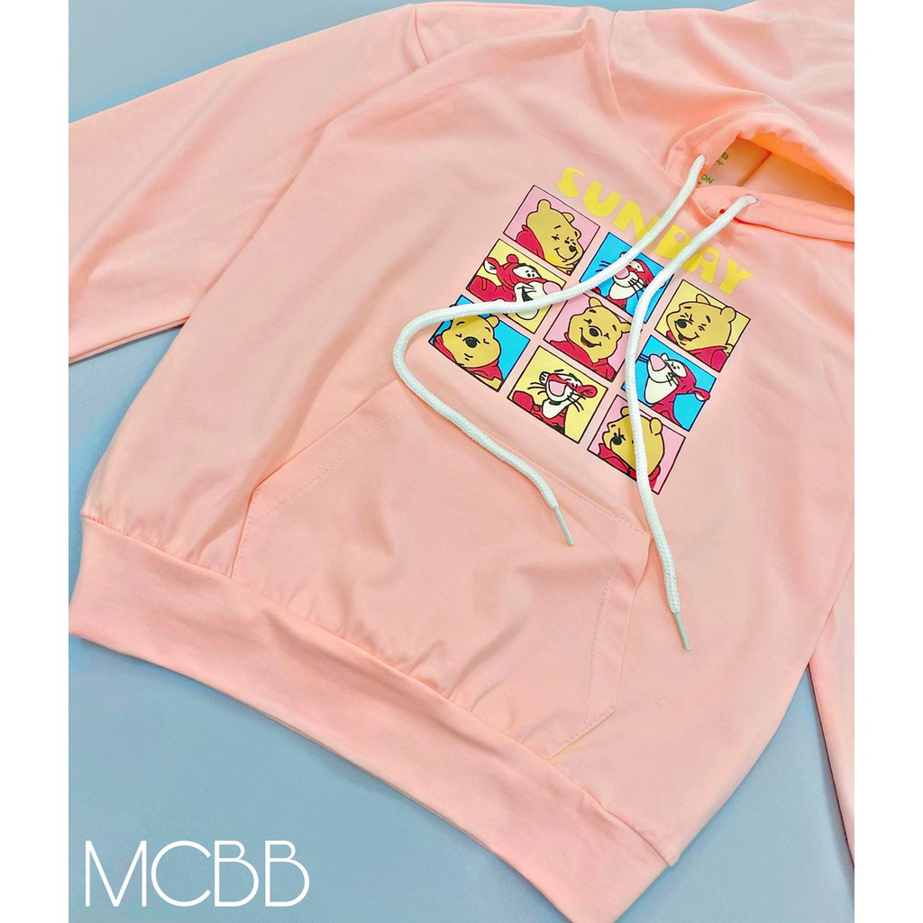 Mcbb 7-23Kg 100% vải cotton mỏng áo hoodie bé trai bé gái áo thun tay dài cho bé trai có nón áo bé trai trẻ em unisex bộ