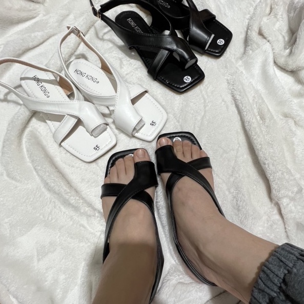 Dép quai hậu  thời trang, sandan xỏ ngón mũi vuông