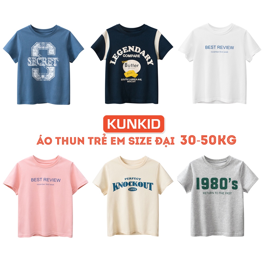 (Mẫu mới) Áo phông kẻ cộc tay Quảng Châu size đại cho bé trai 30-50kg Áo bé trai kunkid
