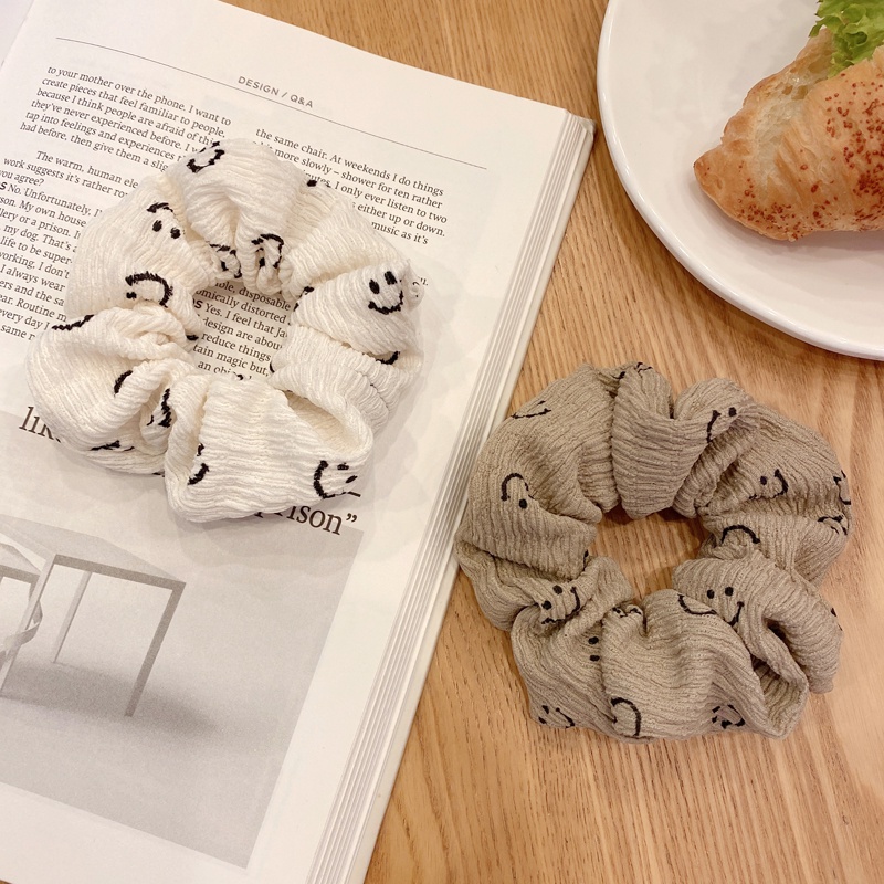 Dây Buộc Tóc Hình Mặt Cười Sang Trọng Phong Cách Hàn Quốc Dành Cho Nữ