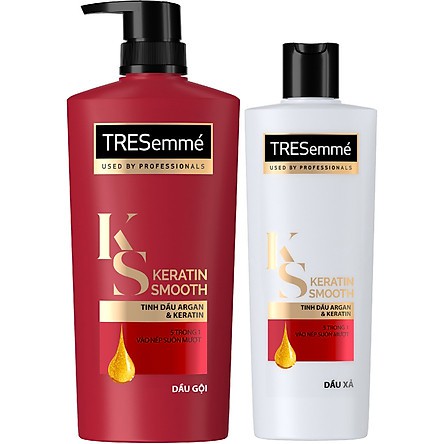 Combo Dầu gội đầu 640g và Dầu xả 340g TRESemmé Keratin Smooth vào nếp suôn mượt (Tặng máy sấy tóc)