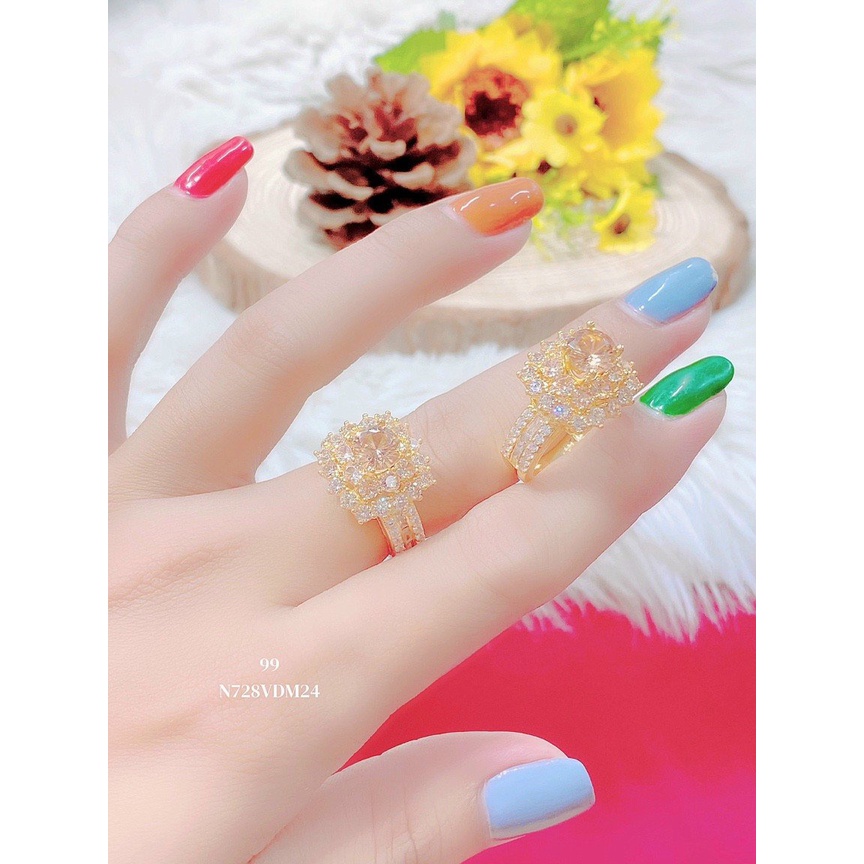 -Nhẫn Nữ Mạ Vàng 18k Đính Đá Màu Trà 03.180822 Mang đi chơi, đi tiệc đều đẹp- Tubi Cony - nhẫn nữ đẹp, nhẫn nữ thời tran