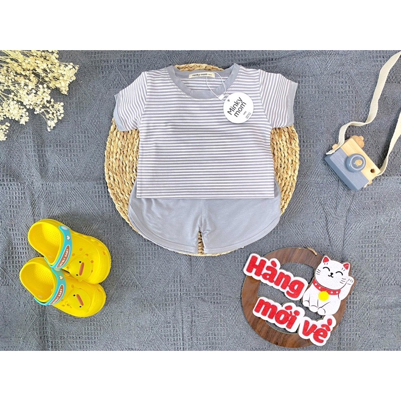 Bộ minky kẻ sọc cho bé ❤️ freeship ❤️ minky mom ngắn tay thun lạnh loại 1 bé trai bé gái
