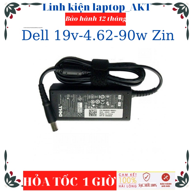 Sạc Laptop Dell 19.5V-4.62A-90W-Zin chân kim to, chân kim nhỏ, chân khấc kèm dẩy nguồn