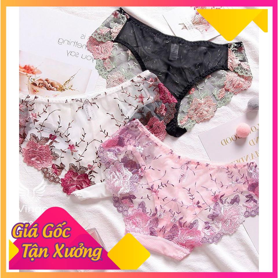 [Hàng Cao Cấp] - Quần Lót Ren Nữ Trong Suốt Thêu Hoa Hồng  Gợi Cảm, Không Viền Khiến Nàng Mê Mẩn