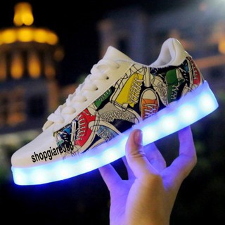 (hàng về) Giày Phát Sáng Họa Tiết graffiti gradient cực đẹp Phát Sáng 7 Màu 11 chế độ cực đẹp (Nam-Nữ)
