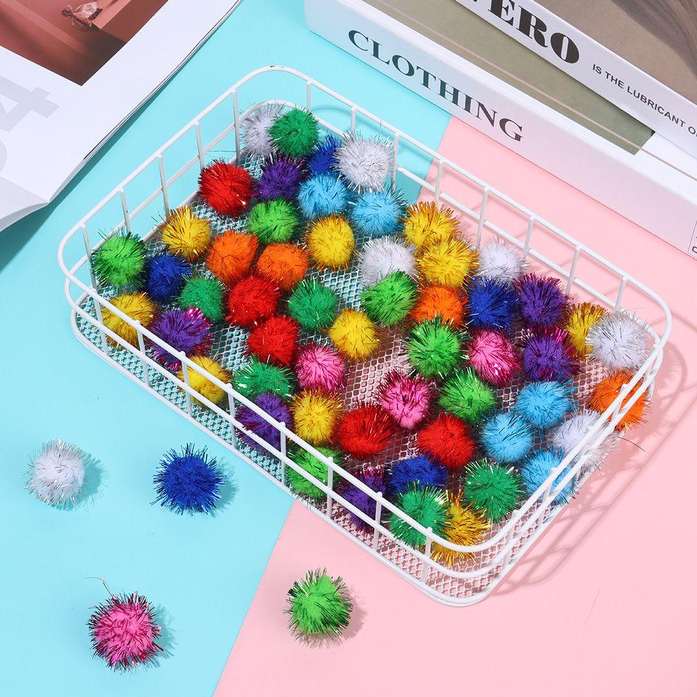 LAYOR1 Bộ 100 Quả Cầu Lông Xù Lấp Lánh Đồ Chơi Cho Mèo