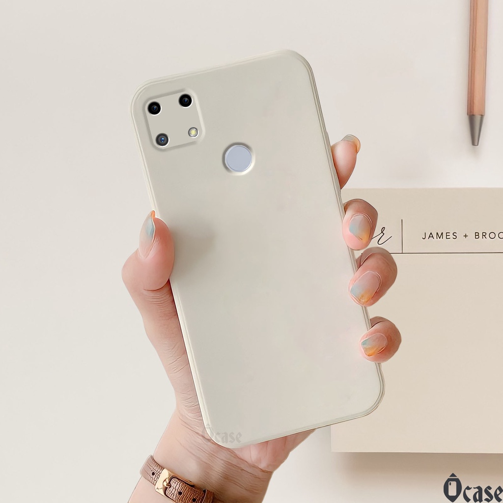 Ốp lưng Oppo A15 / A15s / Realme C12 / C25 / Realme V3 in gấu cạnh viền vuông có bảo vệ camera