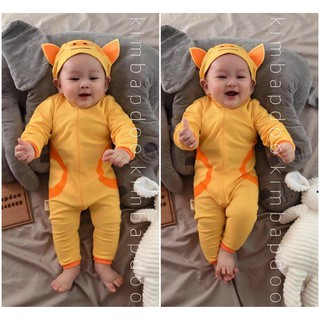 Bộ Bodysuit Dài Liền Nón Dây Kéo Cao Cấp Heo Vàng Cho Bé - Mihababy - BDSTDLIENNON_HEOVANG