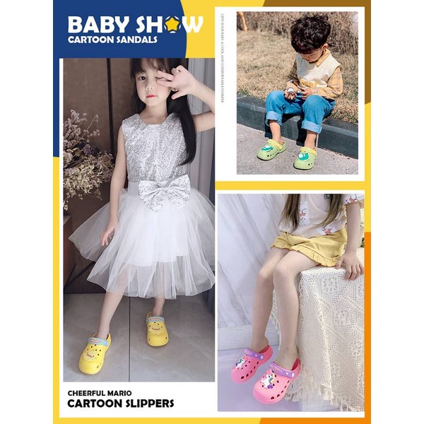Sandal CHEERFUL MARIO hình động vật dễ thương siêu nhẹ mềm chống trơn trượt cho bé 2-14 tuổi