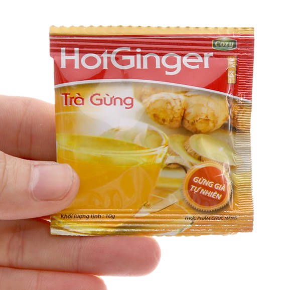 Trà gừng hòa tan Hot Ginger Cozy 200g (20 túi x 10g/gói) - Tăng cường hệ miễn dịch, giảm ho