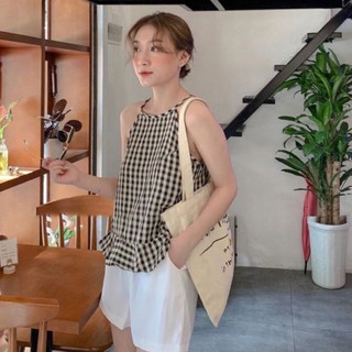 Áo 2 dây caro, Áo kiểu đuôi cá siêu dễ thương nhiều màu sắc