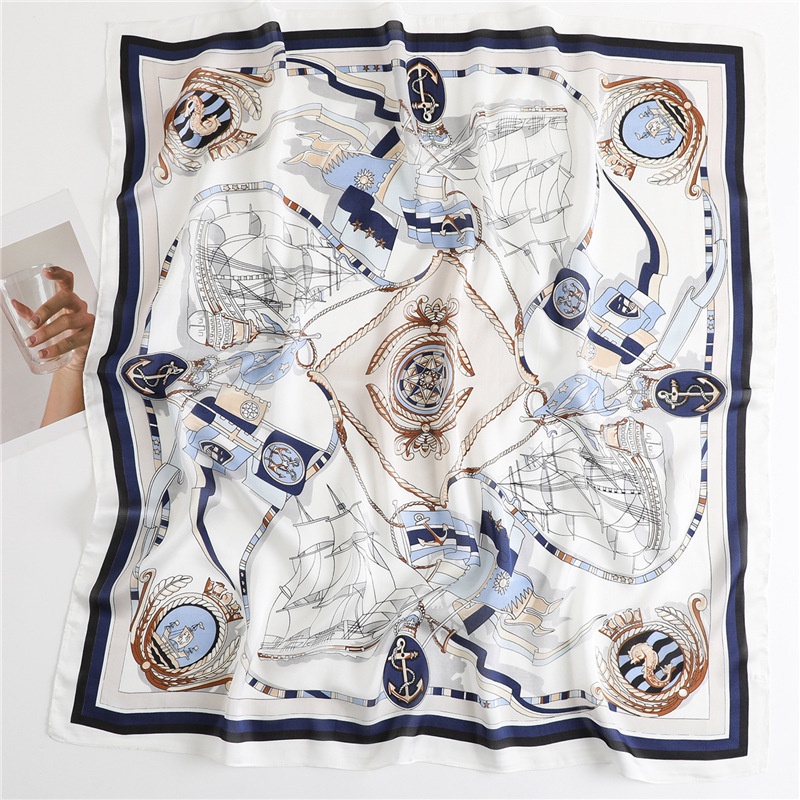 Khăn choàng cổ lụa vuông thời trang thắt nơ, làm áo đa năng họa tiết xinh xắn size 90x90cm - Mã 90TH2