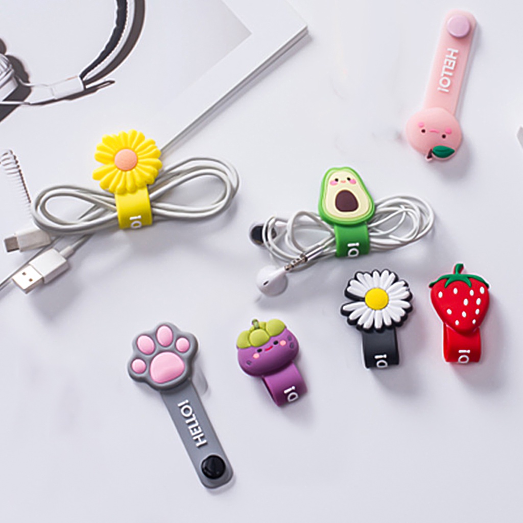 Dây khóa quấn dây cáp sạc điện thoại di động kiểu hoạt hình dễ thương