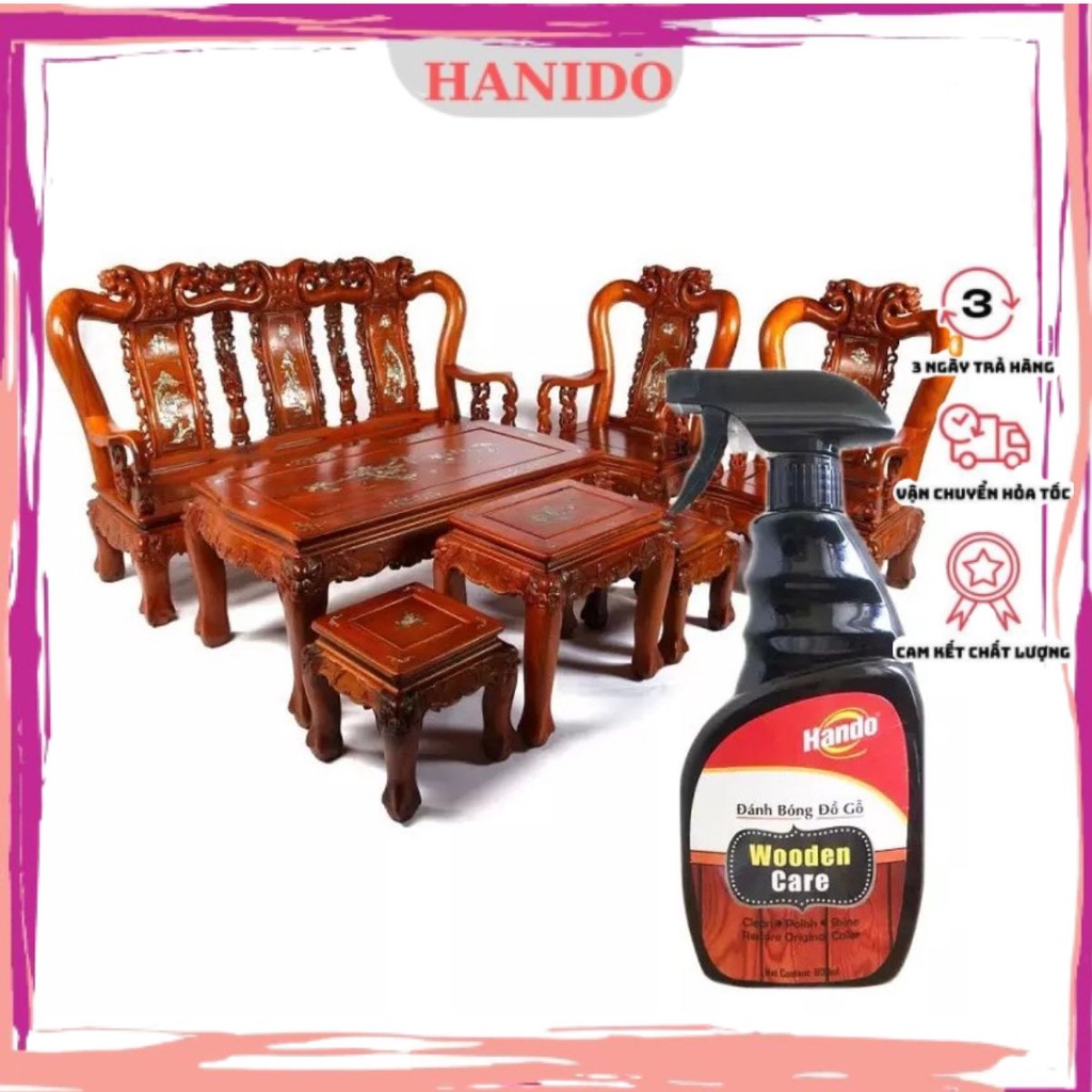 Xịt đánh bóng đồ gỗ bảo dưỡng làm sạch xóa vết xước khôi phục độ mới ban đầu hando 600ml