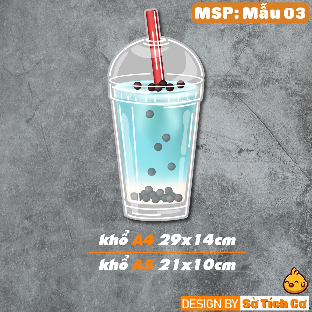 Sticker Milk tea set khổ lớn hình theo màu sắc trang trí decor quán ăn, dán tường, quầy, kính, dán xe đẩy,... MSP: BS11