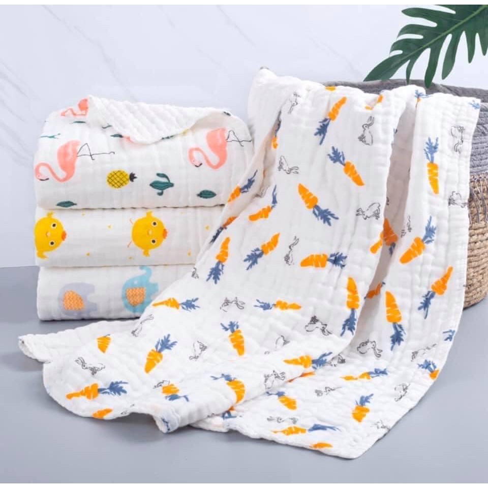 Chăn xô sợi tre đa năng 6 lớp (110x110cm) - Khăn tắm cho bé sợi tre 6 lớp
