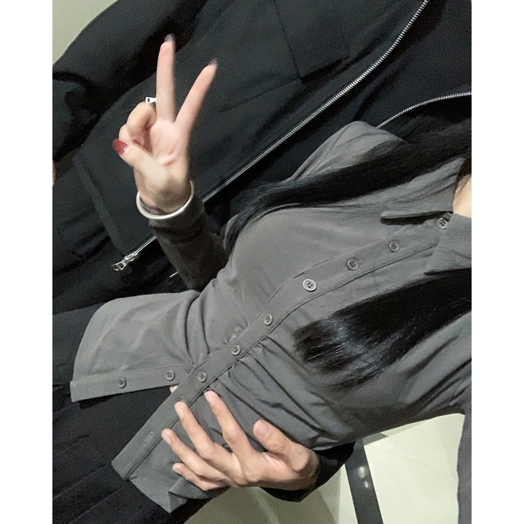 COZOK Áo Sơ Mi Dài Tay Ôm Eo Xinh Xắn Dễ Phối Đồ