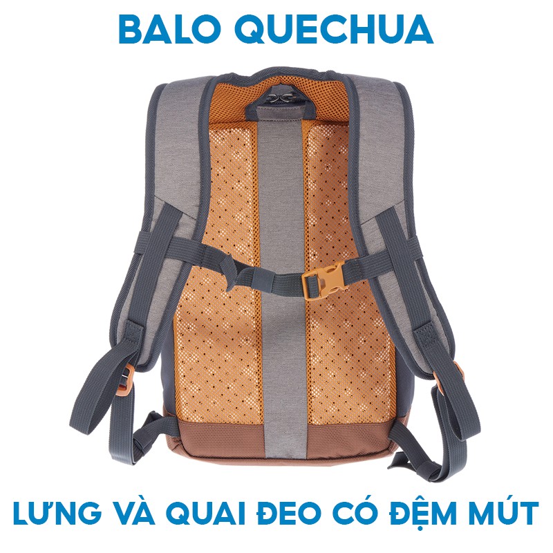 Balo QUECHUA n-hiking leo núi, dã ngoại 10 lít - xám/ kaki