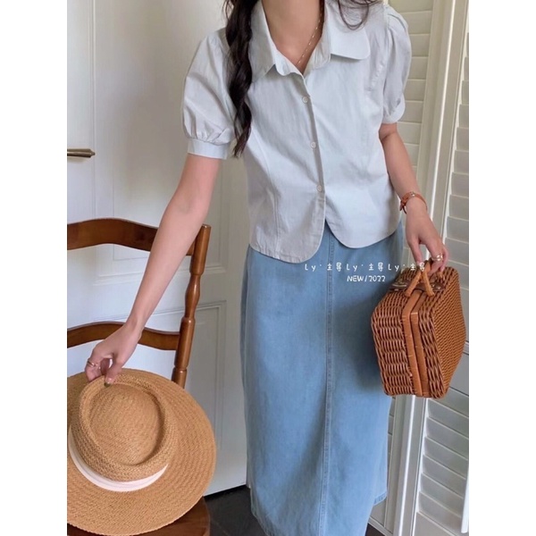 Áo cổ sen dáng croptop