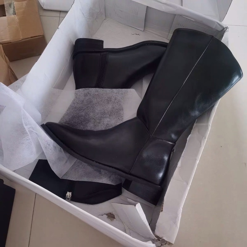 GIÀY BOOTS NỮ DA PU MỀM MŨI VUÔNG PHONG CÁCH HÀN QUỐC