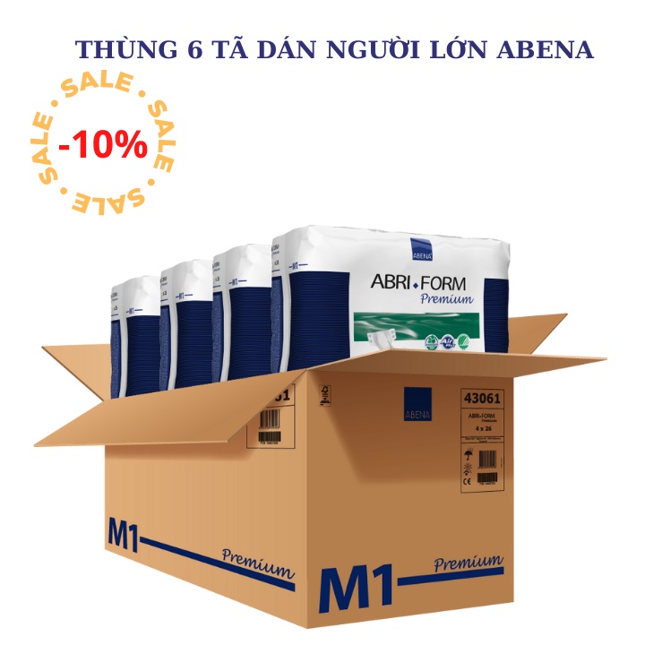 Combo 6 bịch tã dán người lớn Abena Abri Form Premium nhập khẩu Đan Mạch - Thấm hút tới 2.5 lít (10 miếng/gói)