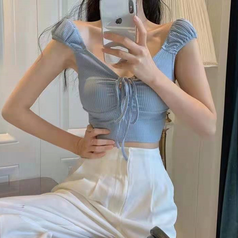 Áo hai dây DUNEA dệt kim trễ vai gợi cảm dành cho nữ