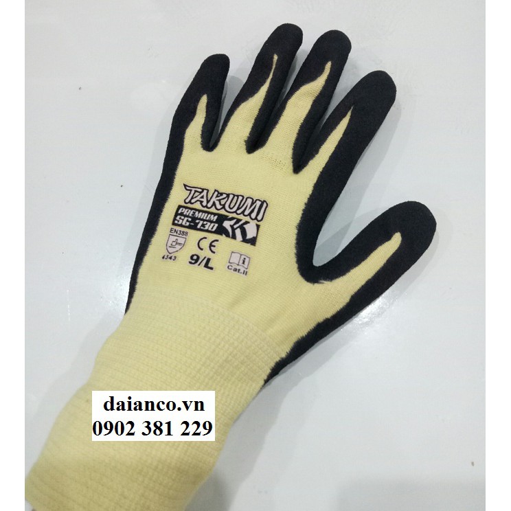 Găng tay Takumi phủ nitrile màu vàng (chống cắt SG-730)