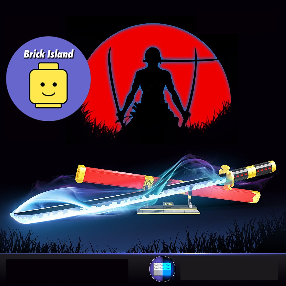 Mô hình LEGO kiếm Katana Sandai Kitetsu bản có phát quang của Zoro One piece - Brick Island