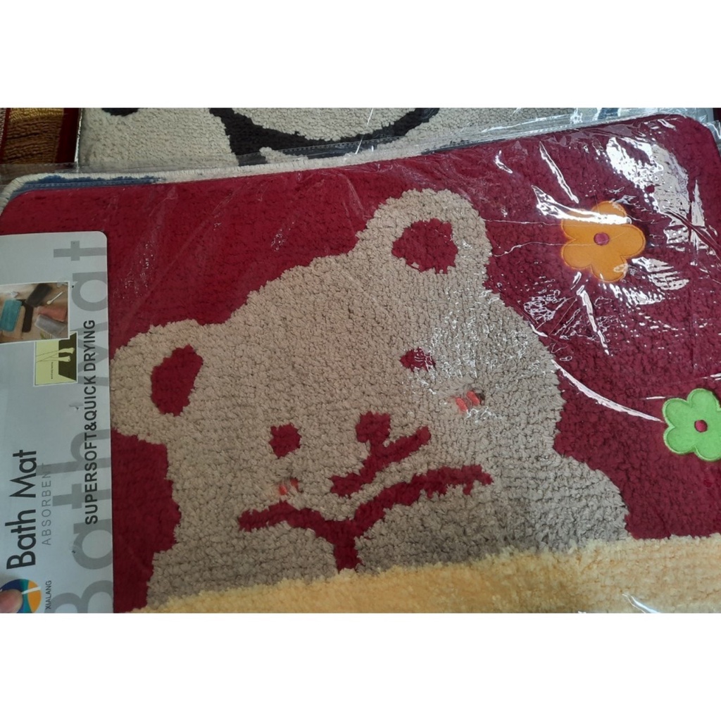 Thảm lau chân lông cao cấp hình gấu nâu Math Mat 40x60cm thảm chùi chân chống trơn trượt trang trí nhà cửa