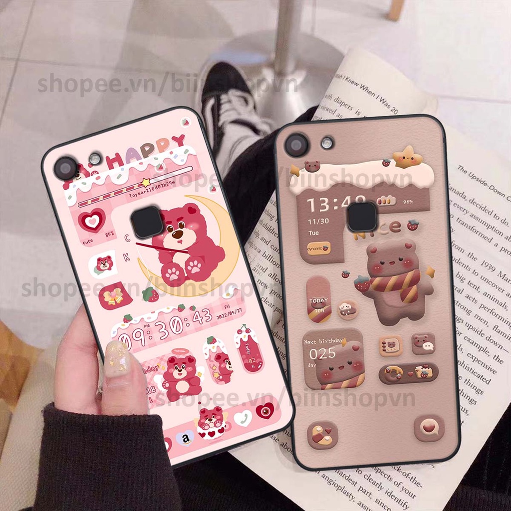 Ốp Vivo V7 / V7 Plus / V7+ in 3D icon gấu nổi siêu xinh, siêu đáng yêu, cá tính phong cách