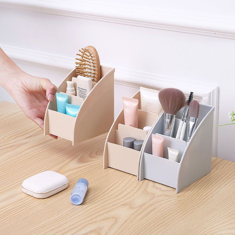 fir♞ 3 Grid Remote Control Box Cosmetics Desktop Storage Case Stand Holder Home Office Stationery Phone Organizer