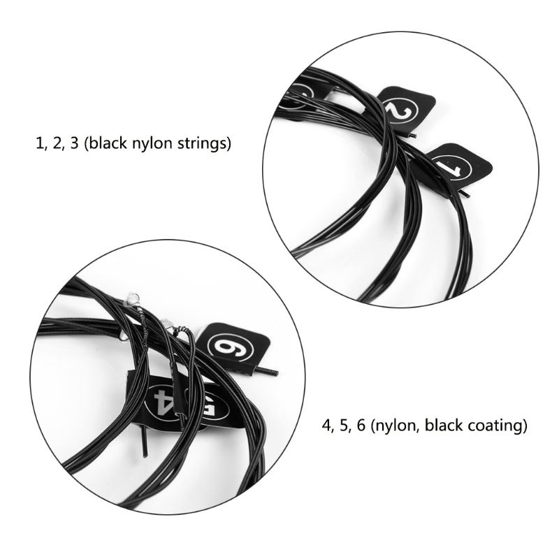Set 6 Dây Đàn Guitar Cổ Điển Bằng Nilon Màu Đen