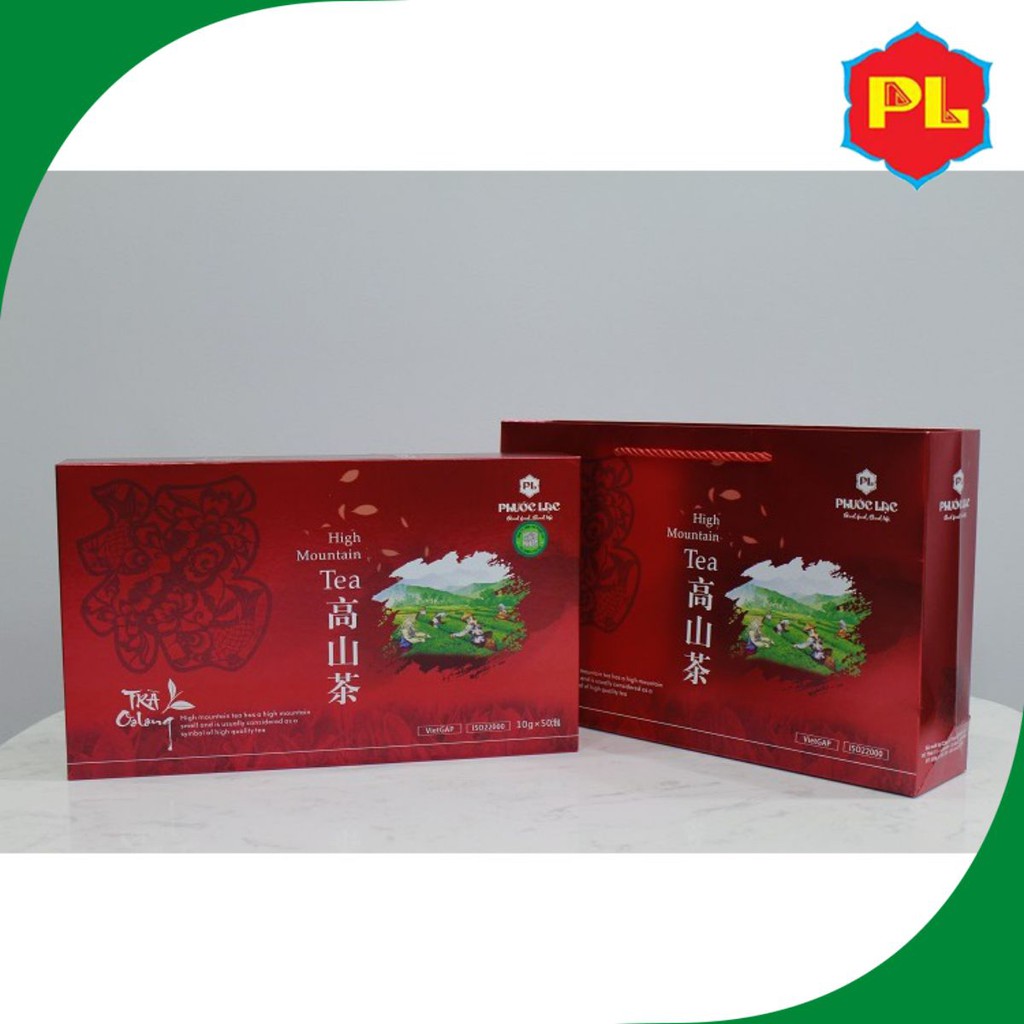 Hộp Trà biếu cao cấp 500g - Trà ô long  Kim Tuyên Phước Lạc hộp đỏ