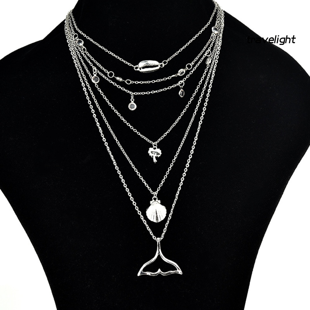 Vòng Cổ Choker Nhiều Lớp Hình Vỏ Dừa/Cá/Sao Biển Cho Nữ
