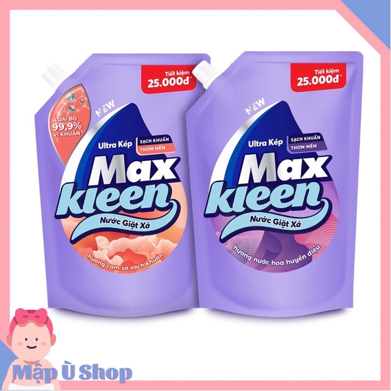 Nước giặt xả Maxkleen túi 2,2kg - 2,4kg - 3,6kg - 3,8kg / Viên giặt xả 2in1 ( 34 viên / túi )