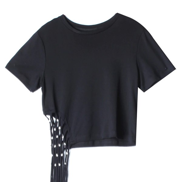 MUSHROOM LEE - Áo kiểu nữ - Áo thun Croptop tassel đính hạt