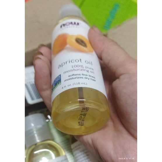 Dầu mơ dưỡng ẩm da, tóc, chống lão hóa tinh kiết 100% Apricot Oil Now Foods 118ml